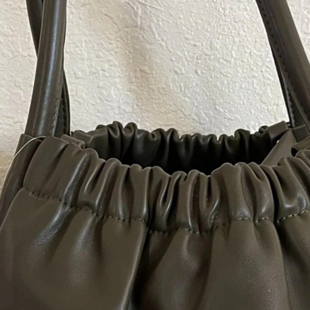 Lulu Dharma Olive Green Pleated Gathered Travel Tote